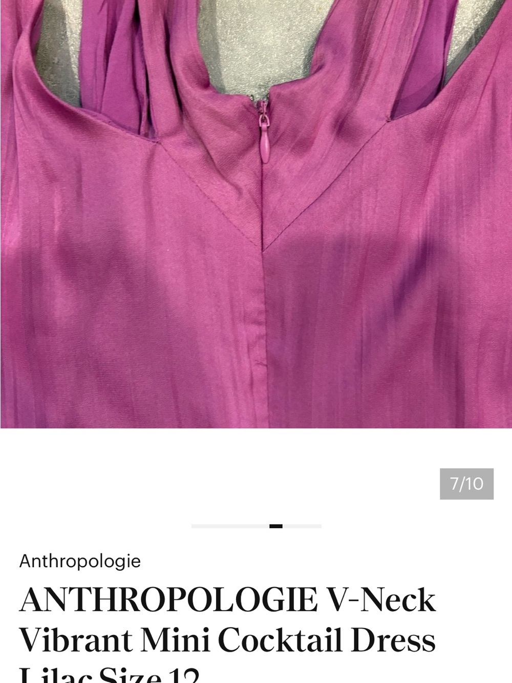 ANTHROPOLOGIE V-Neck Vibrant‎ Mini Cocktail Dress Lilac Size 12 - Picture 6 of 8